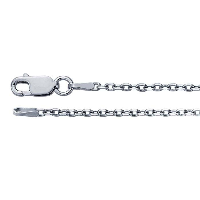 Sterling Silver Rhodium-Plated Beveled Oval Cable Chain