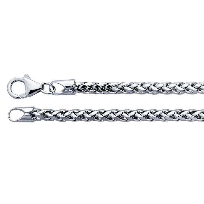 Sterling Silver Rhodium-Plated Wheat Chain