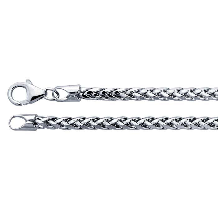 Sterling Silver Rhodium-Plated Wheat Chain