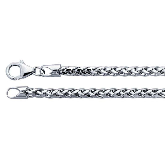 Sterling Silver Rhodium-Plated Wheat Chain