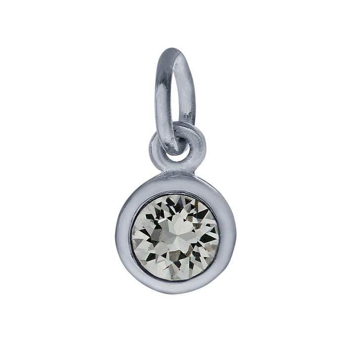 Sterling Silver Charms with Birthstone Crystal