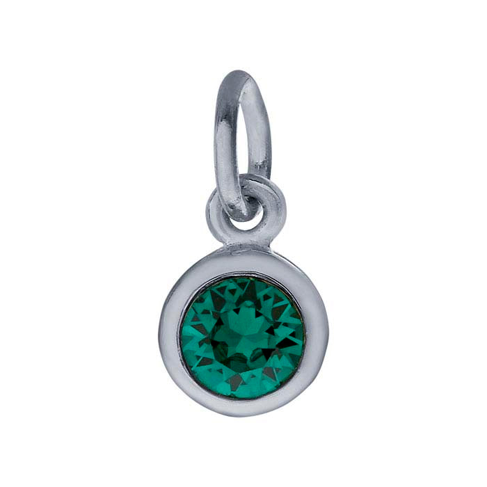 Sterling Silver Charms with Birthstone Crystal