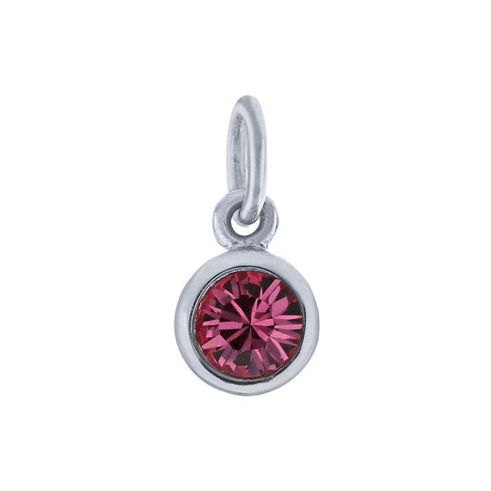 Sterling Silver Charms with Birthstone Crystal