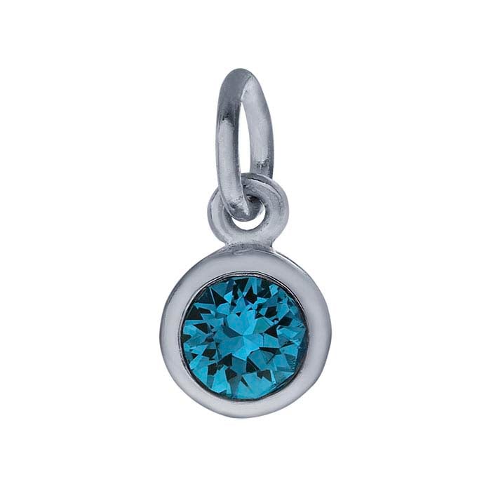 Sterling Silver Charms with Birthstone Crystal