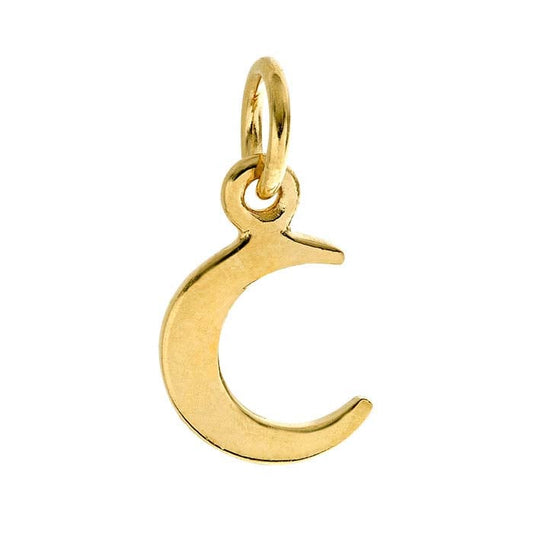 Breloque croissant de lune en argent sterling plaqué or jaune lourd 14 carats