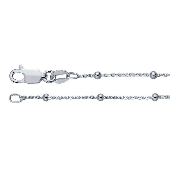 Sterling Silver Cable Chain with Round Beads