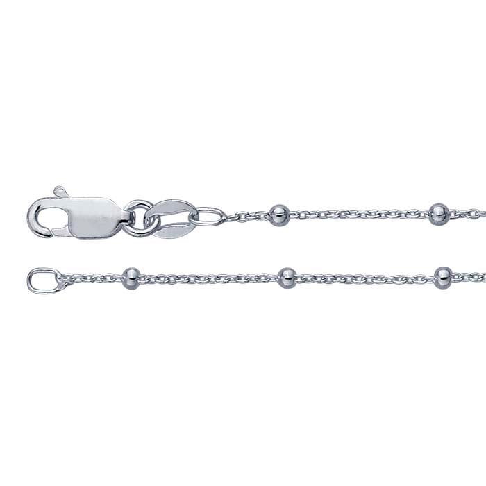Sterling Silver Cable Chain with Round Beads