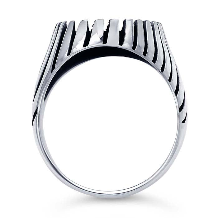 Sterling Silver Swirl Ridged 20 x 15mm Oval Cabochon Ring Mounting