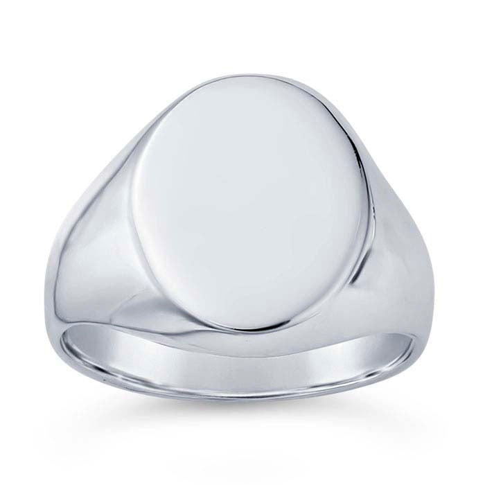スターリングシルバー 18 x 15mm オーバル シグネットリング