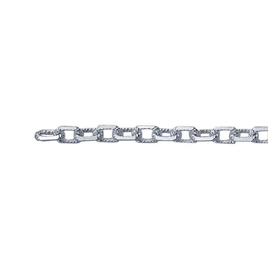Sterling Silver Textured Beveled Cable Chain