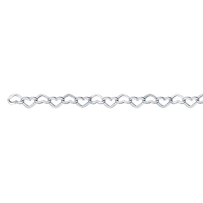 Sterling Silver Flat Heart Link Chain, By the Foot