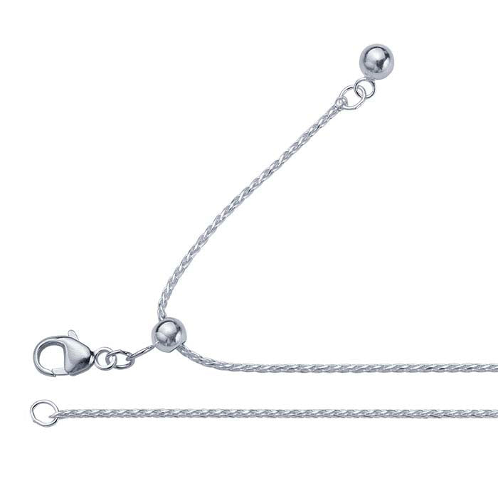 Halskette aus Sterlingsilber mit diamantgeschliffener Weizenkette, verstellbar