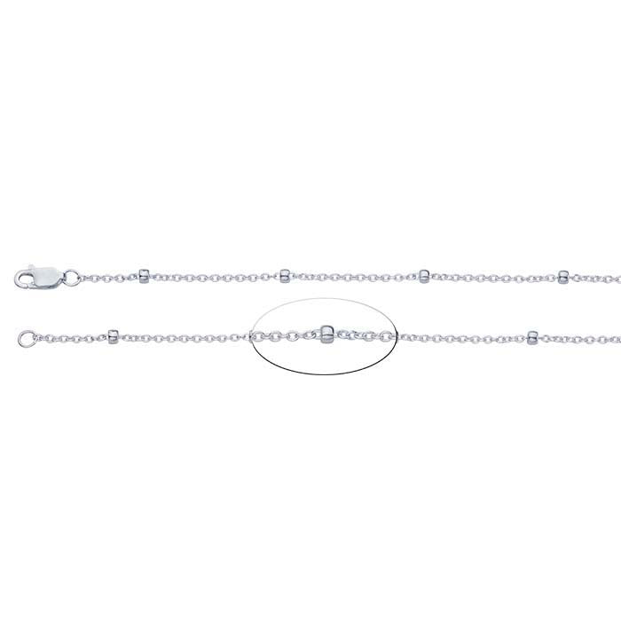 Sterling Silver Cable Chain with Beads