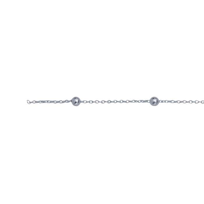 Sterling Silver Cable Chain with Round Beads