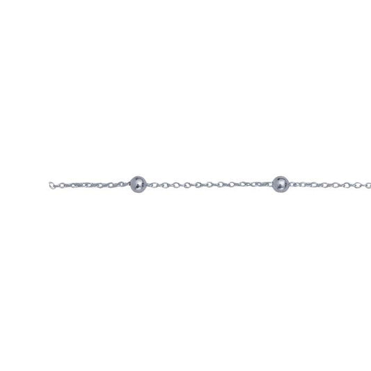 Sterling Silver Cable Chain with Round Beads