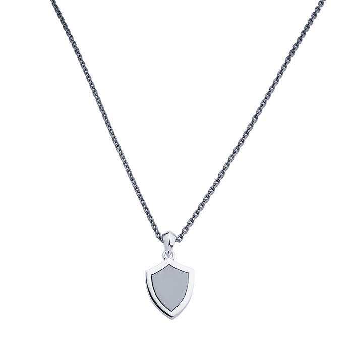 Sterling Silver Two-Tone Shield Necklace
