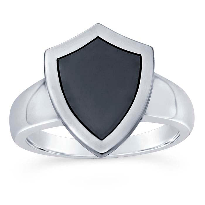 Sterling Silver Two-Tone 18 x Shield Signet Ring