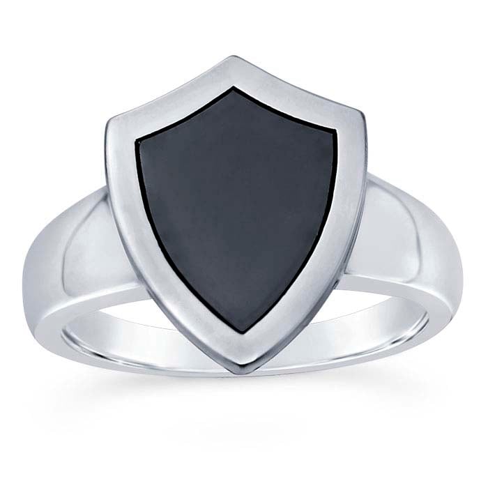 Sterling Silver Two-Tone 18 x Shield Signet Ring