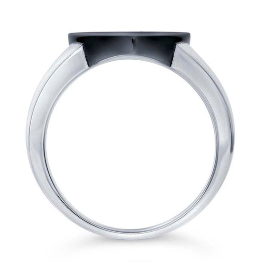 Anillo con sello de escudo de plata de ley en dos tonos de 18 x 14,2 mm