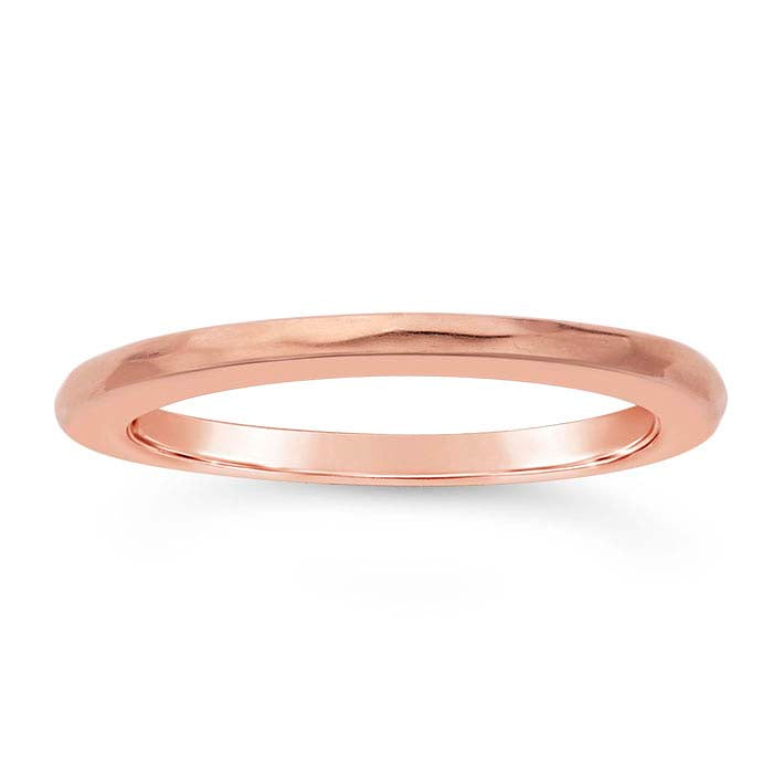 Sterling Silver Rose Gold-Plated Hammered Band