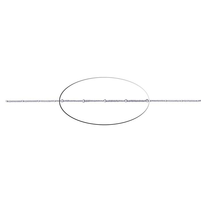 スターリングシルバー 1mm ダイヤモンドカット カーブチェーン 1.4mm ファセットビーズ付き、フィート単位販売