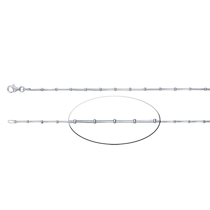 Sterling Silver Six-Sided Seamed Snake Chain with Roundel Beads