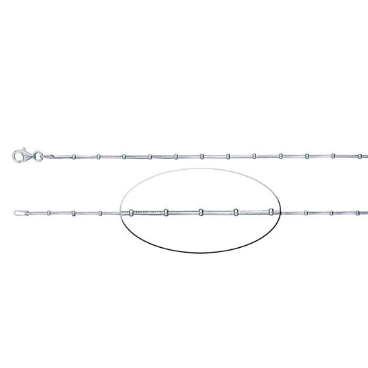 Sterling Silver Six-Sided Seamed Snake Chain with Roundel Beads