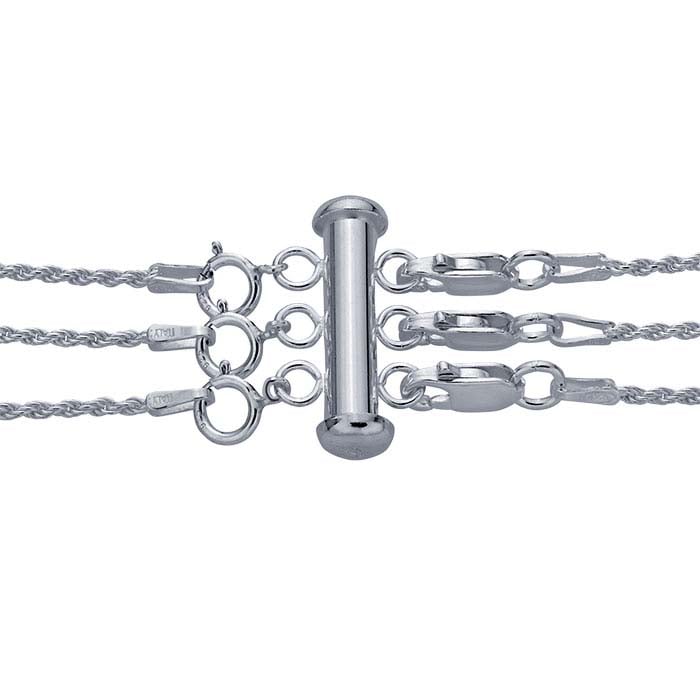 Sterling Silver Layering Clasp with Spring Rings, 3-Strand