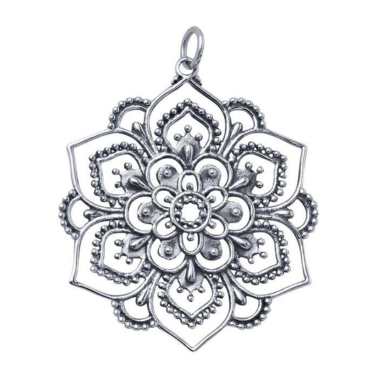 Sterling Silver Openwork Lotus Pendant