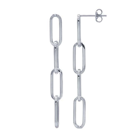 Sterling Silver Four-Link Paperclip Post Earrings