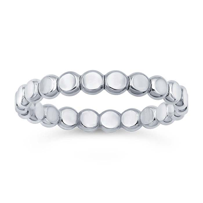 خاتم فضي عيار ستيرلنغ مسطح مزين بحبات