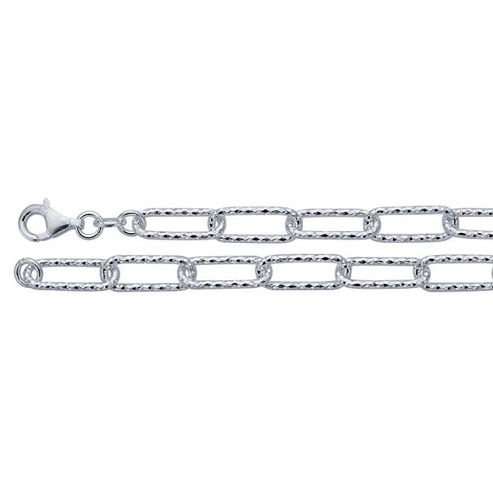 Sterling Silver 6mm Diamond-Cut Oval Cable Chain