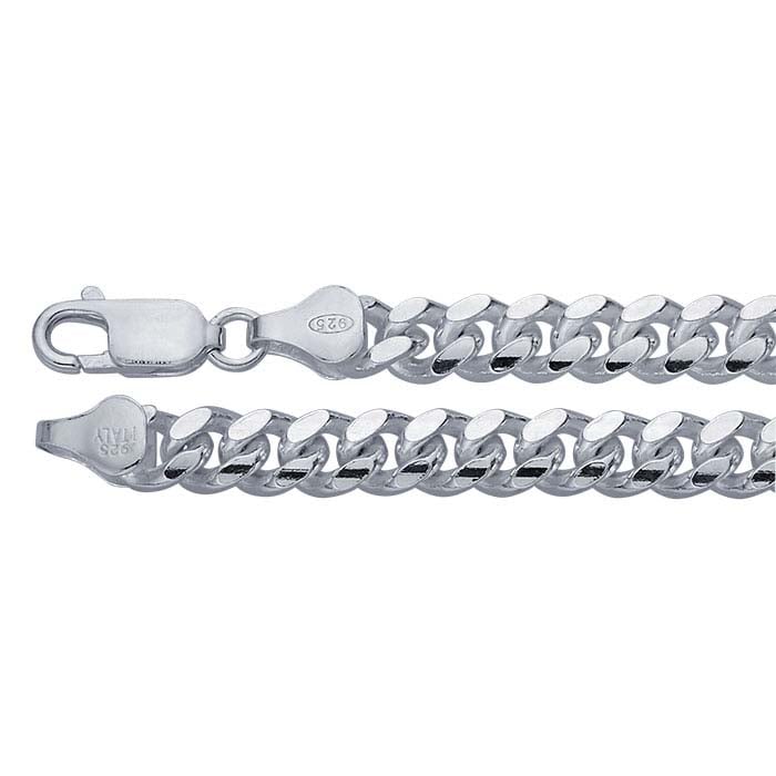 Sterling Silver Beveled Miami Cuban Chain