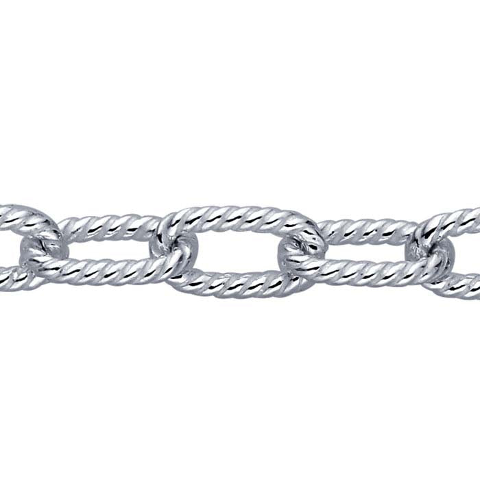 Sterling Silver Twisted Oval Cable Chain, By the Foot