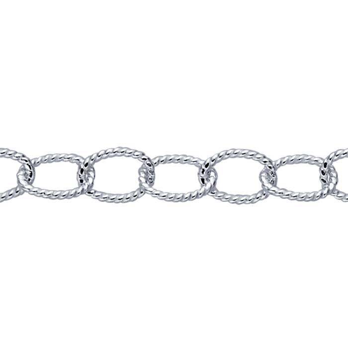 Sterling Silver Twisted Oval Cable Chain, By the Foot