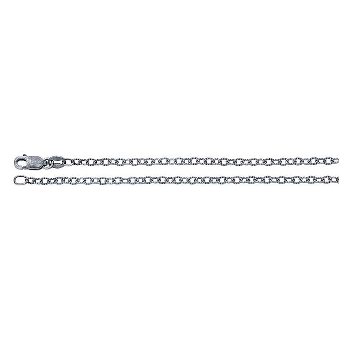 Sterling Silver Oxidized Pattern Flat Cable Chain