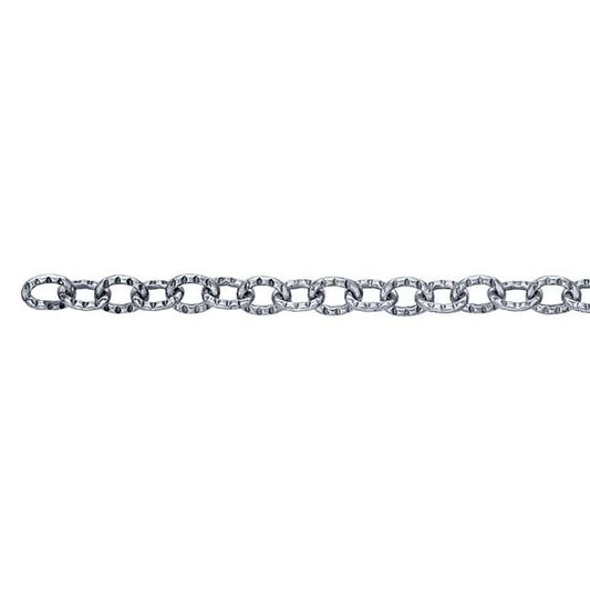 Sterling Silver Oxidized Pattern Flat Cable Chain
