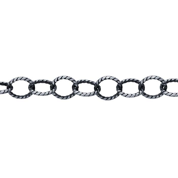 Sterling Silver Oxidized Pattern Cable Chain
