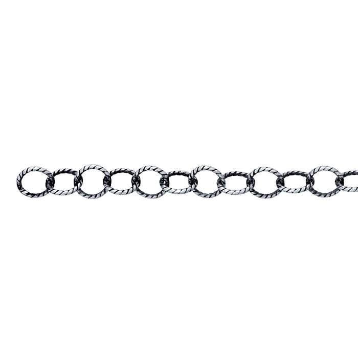 Sterling Silver Oxidized Pattern Cable Chain