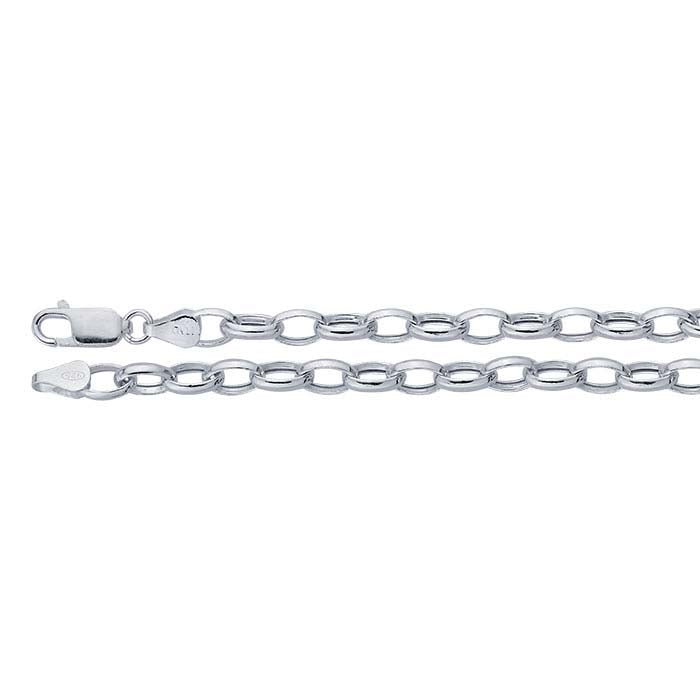 Sterling Silver 5.5mm Hollow Round Rolo Chain Bracelet