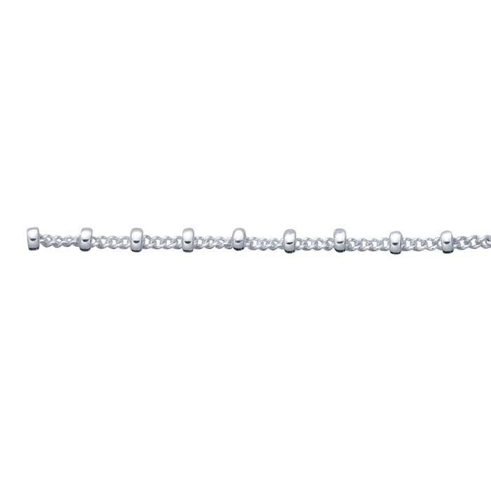 Catena curb in argento sterling con perline rotonde