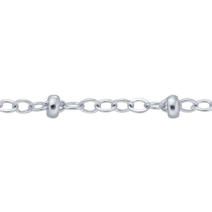 Sterling Silver Cable Chain with Roundel Beads