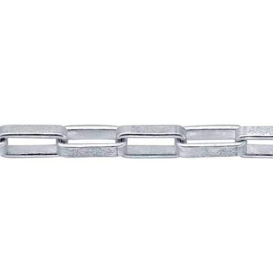 Sterling Silver Elongated Box Chain, By the Foot