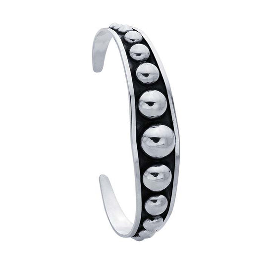 Sterling Silver Oxidized Graduating Beads Cuff Bracelet