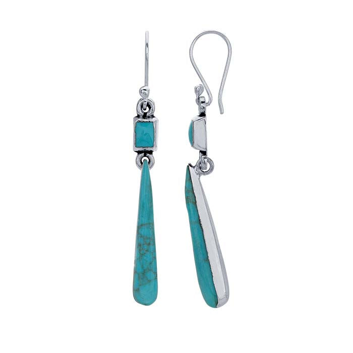 Tropfenohrringe aus Sterlingsilber mit Türkis-Imitat