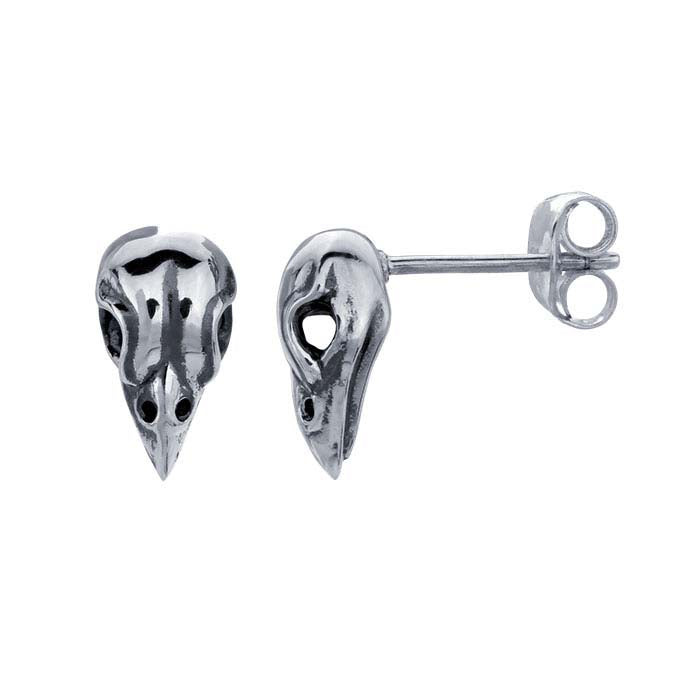 Sterling Silver Sparrow Skull Post Earrings