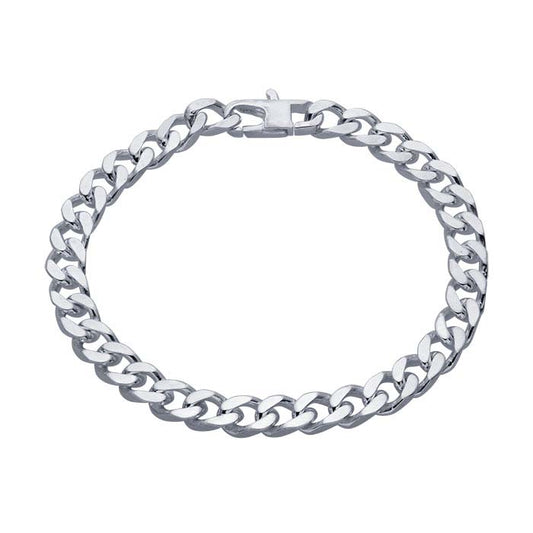 Pulsera de cadena curb biselada de 7 mm en plata de ley