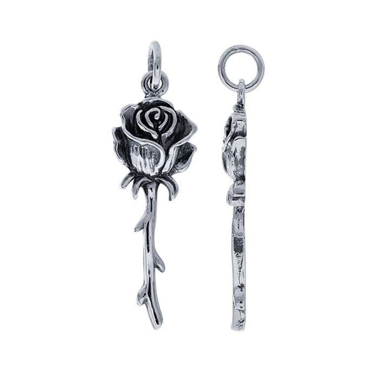 Sterling Silver Stemmed Rose Pendant