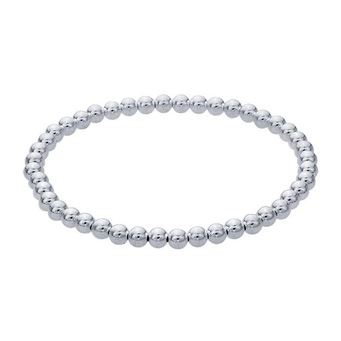 Sterling Silver Beaded Stretch Bangle Bracelet