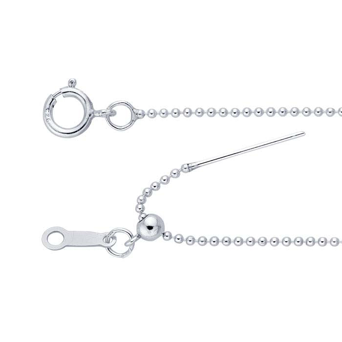 Sterling Silver Add-A-Bead Bead Chain Necklaces, Adjustable